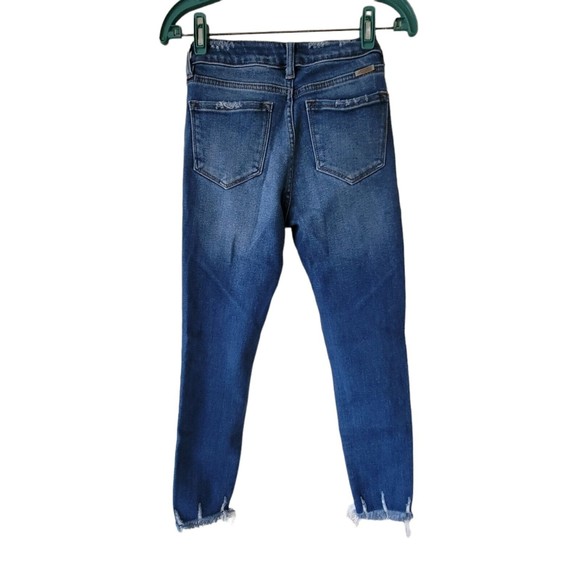 Express Super High Rise Slim Flare Denim Jeans Size Medium Hyper‎ Stretch 70s 2R - Picture 4 of 7